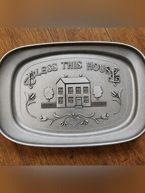 Wilton Armetale "Bless This House" Pewter Bread Tray